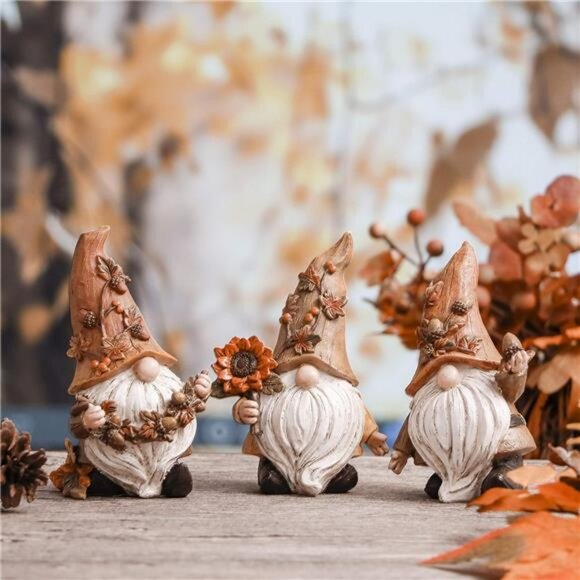 5.5" Fall Gnomes Table Decor for Home, Set of 3 Autumn Decorations Garden Gnomes - Picture 6 of 6